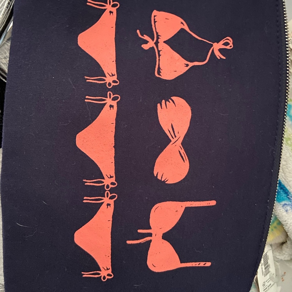 Navy bathing suit bag with Pink Bikini Print